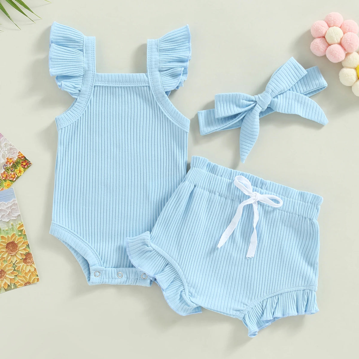 Baby Girl 2-Piece Set — Square Neck Top & Shorts