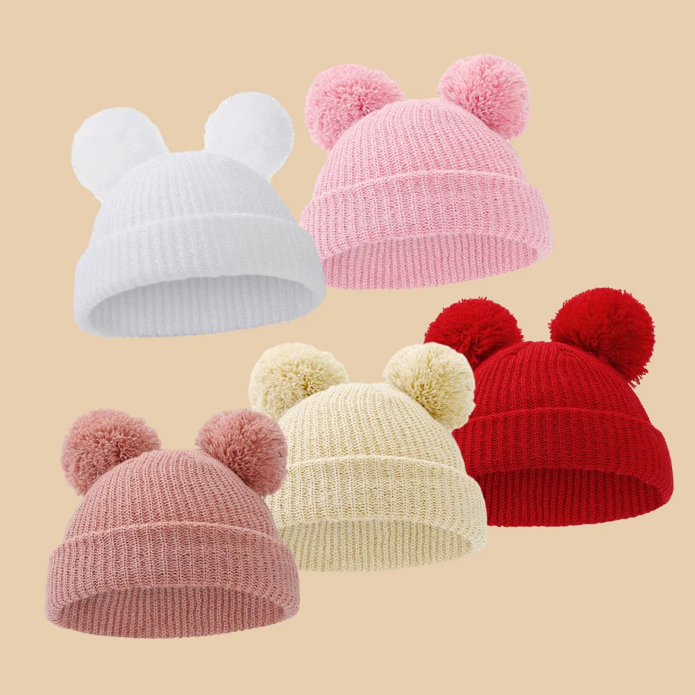 Newborn Knitted Pom Pom Hat | Baby Turban Bonnet 0-12M