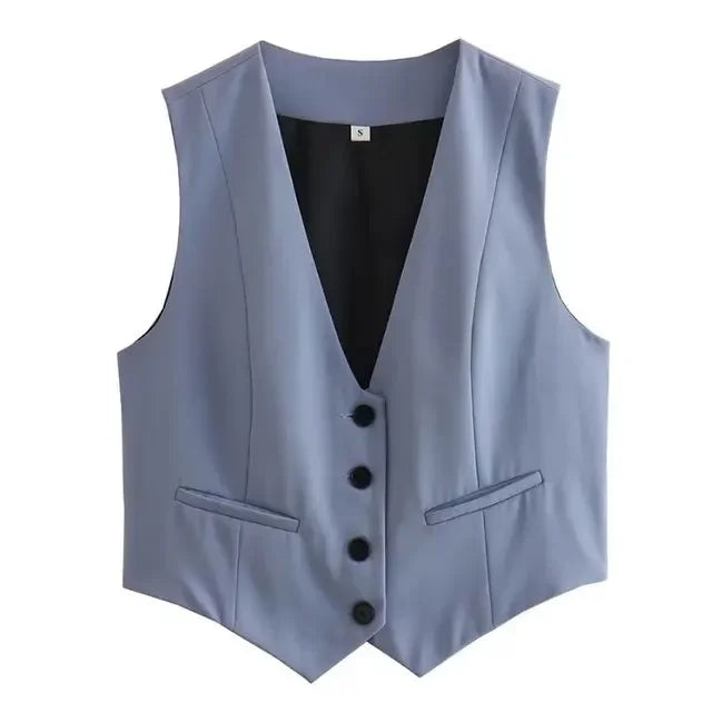 Women's Sleeveless V-Neck Slim Fit Crop Tank Top – Casual Chic Everyday Blouse