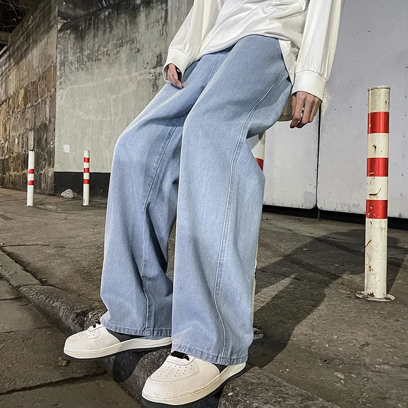 Men's Wide Leg Loose Jeans – Korean Streetwear Style