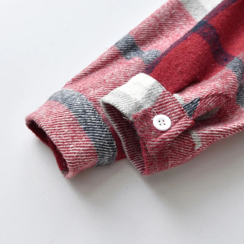 Kids' Korean Plaid Double-Breasted Cardigan Coat – Trendy Unisex Short Jacket for Boys & Girls