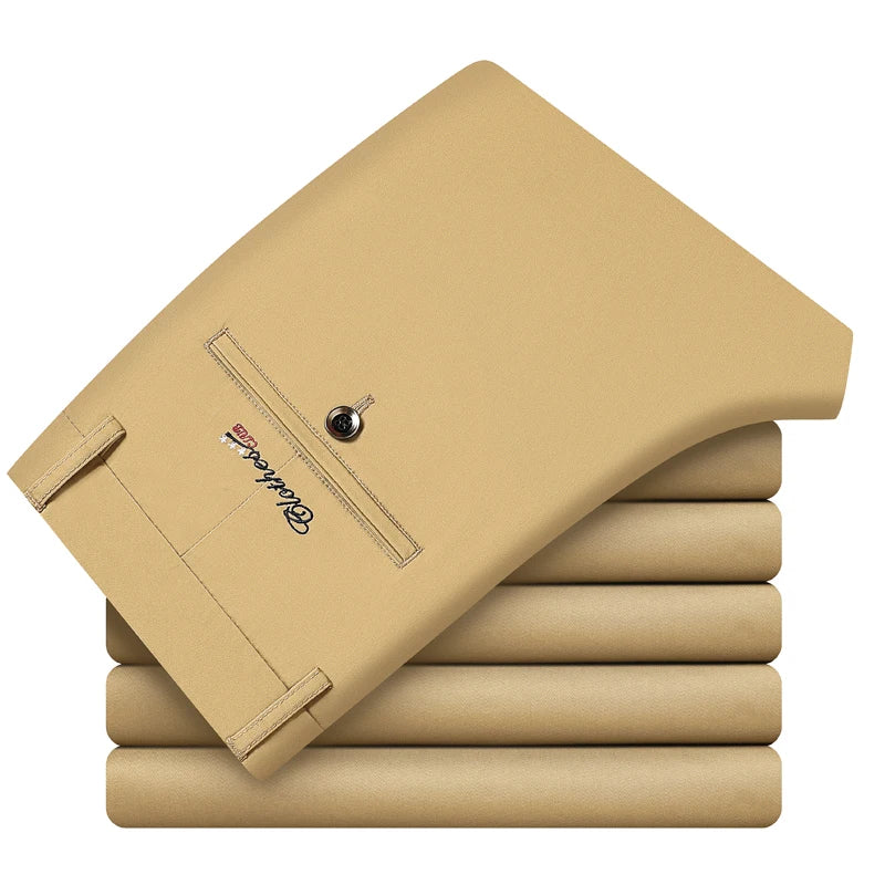 6 Color Casual Shorts Men 2025 Summer New Straight Elastic Business Fashion Thin Short Pants Male Brand Khaki Beige Black Navy