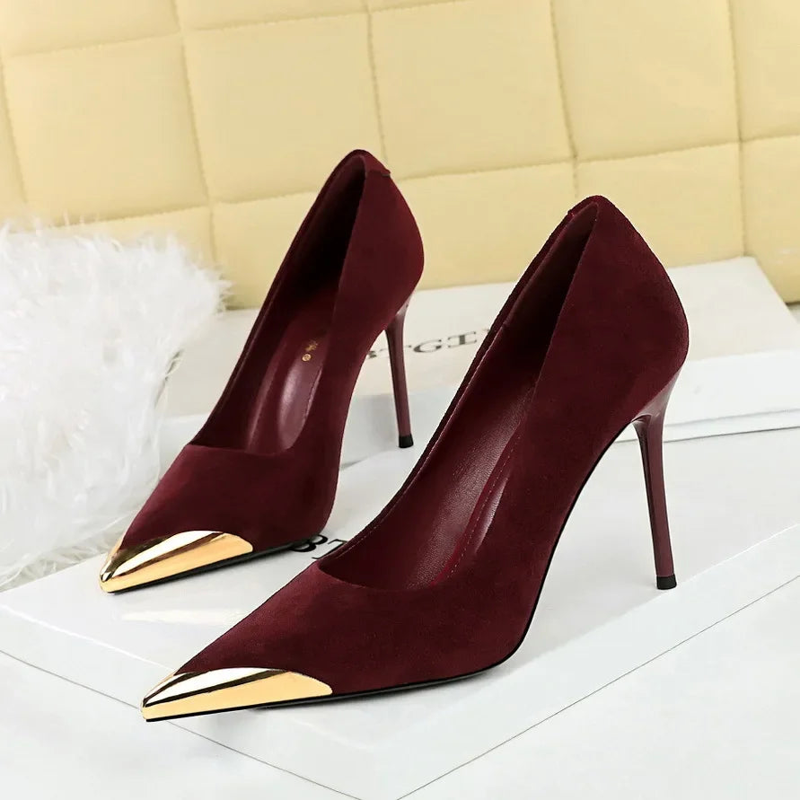 Women's Pointed-Toe Stiletto Pumps – 9.5cm Spike Heel Dress Shoes for Office & Party