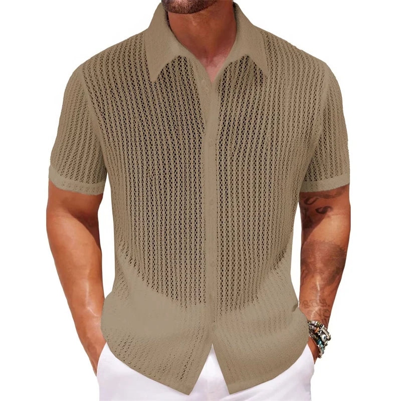 High End Jacquard Striped Polo Shirts For Men Short Sleeve Elastic Summer Quality Viscose Knitted Smart Casual Camisas De Hombre