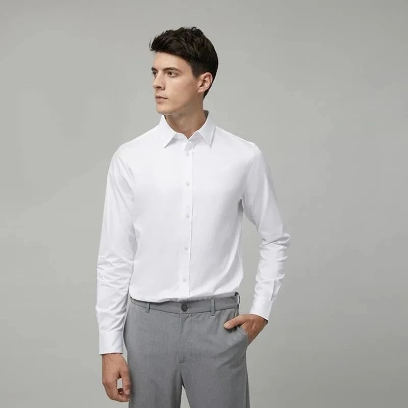 Men's Bamboo Fiber Dress Shirt — Anti-Wrinkle Slim Fit