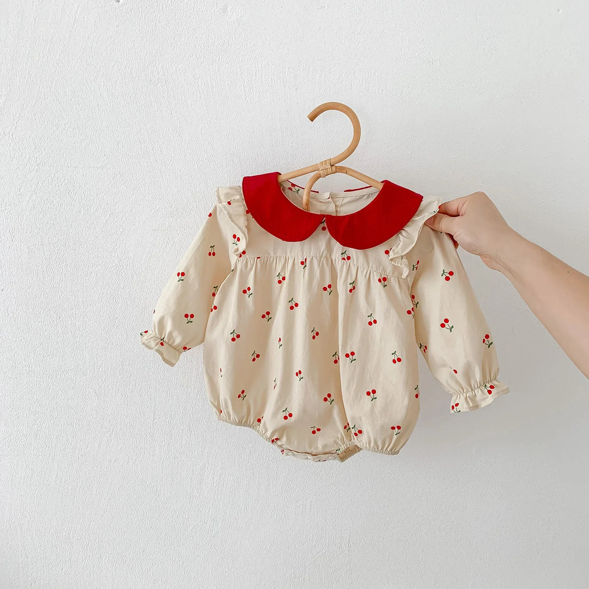 Baby Girl Floral Romper — Long Sleeve Cotton Jumpsuit