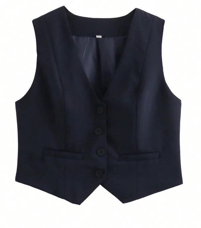 Women's Sleeveless V-Neck Slim Fit Crop Tank Top – Casual Chic Everyday Blouse