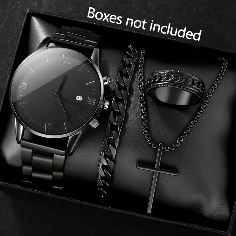 Men's Quartz Watch & Jewelry Set