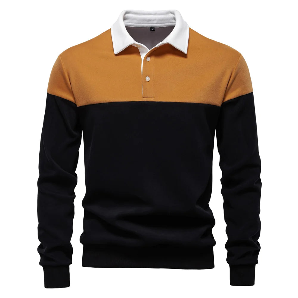 AIOPESON New Spring Men's Color-Block Cotton Blend  Hoodies for Business Casual Style Long Sleeve Sweatshirt