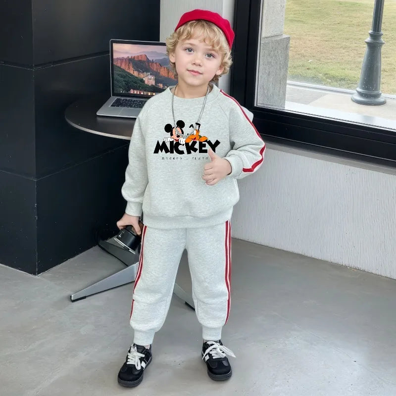 Boys' Cartoon Tracksuit Set – Hoodie & Striped Pants