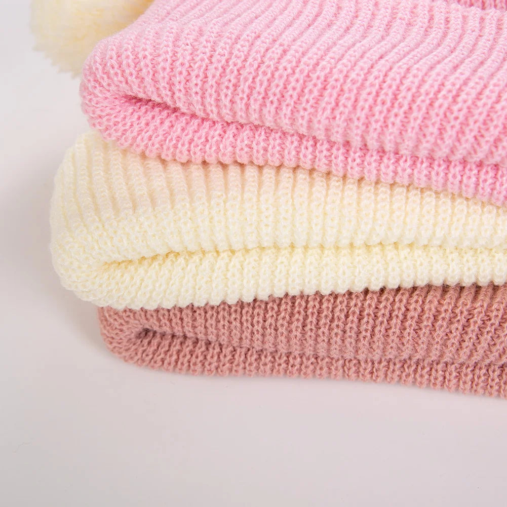 Newborn Knitted Pom Pom Hat | Baby Turban Bonnet 0-12M
