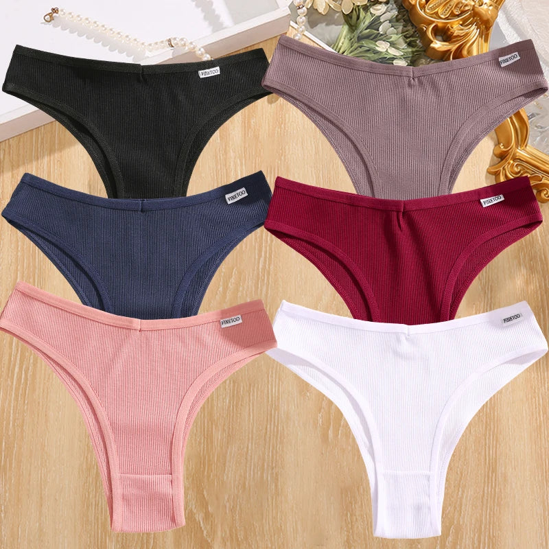 FINETOO 6Pcs Cotton Lingerie Panties Sexy Underwear Women Briefs Tangas Female Underpants Pantys Thong Panties Bikini 13 Color