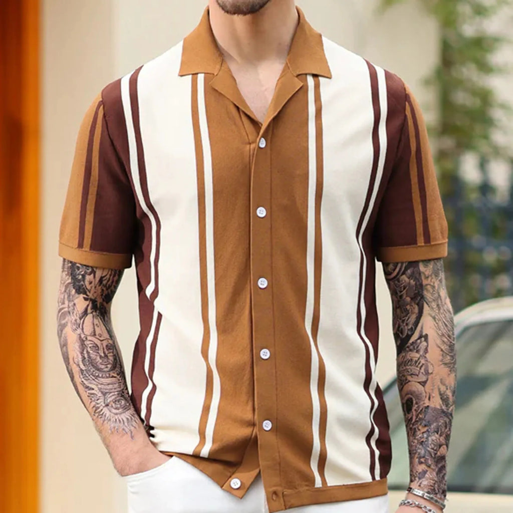 High End Jacquard Striped Polo Shirts For Men Short Sleeve Elastic Summer Quality Viscose Knitted Smart Casual Camisas De Hombre