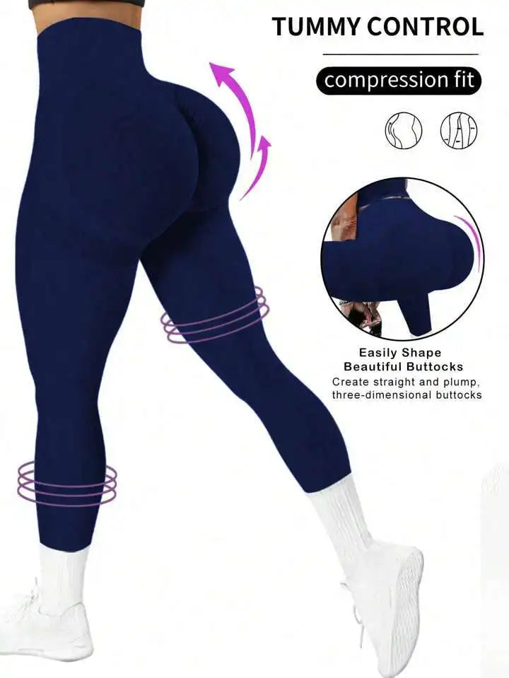 Women's tight yoga seamless pants, solid color multi-color optional, high waist belly-closing exercise running Capri yoga pants,