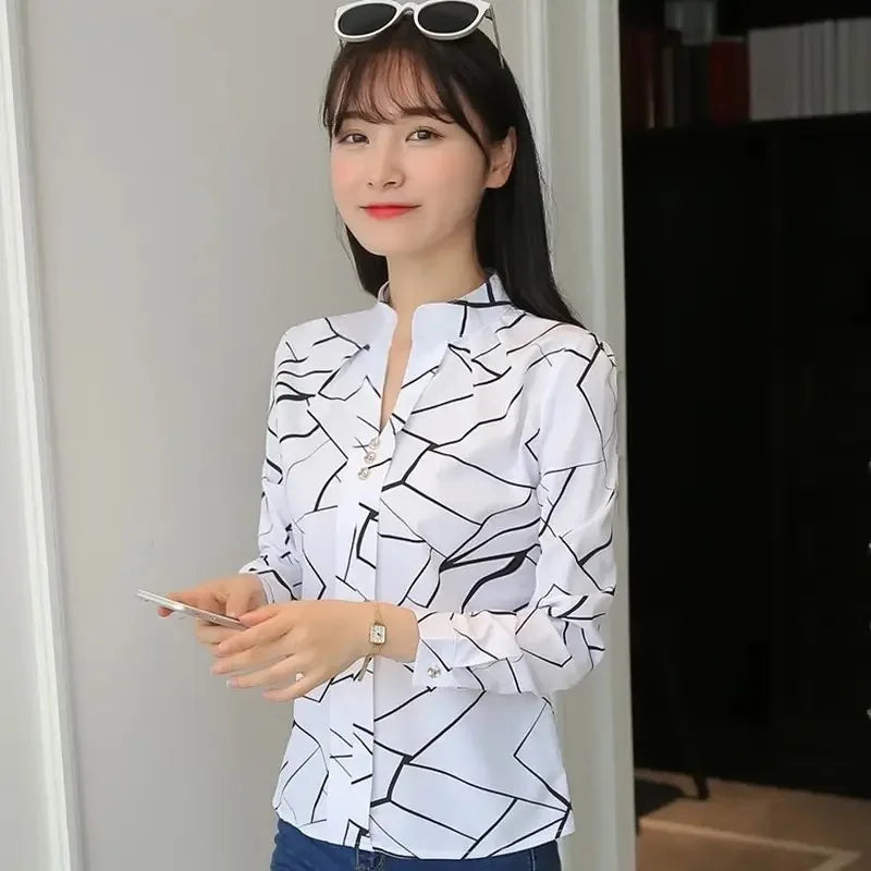 Women's Striped Slim Fit Long Sleeve Blouse — Casual Office Lady Pullover Top | 3 Colors | S–XXXL