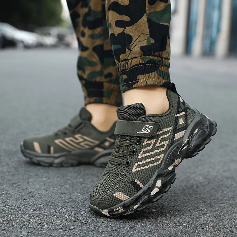 Children Breathable Sneakers Boys Girls Wear-resistant Lightweight Sports Shoes Kids Non-slip Casual Camouflage Outdoor Shoes