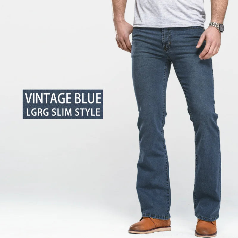 Men's Bootcut Stretch Jeans – Slim Fit Flared Denim