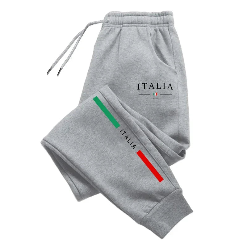 Italy Print Jogger Sweatpants – Men's Tapered Casual Pants, All Seasons