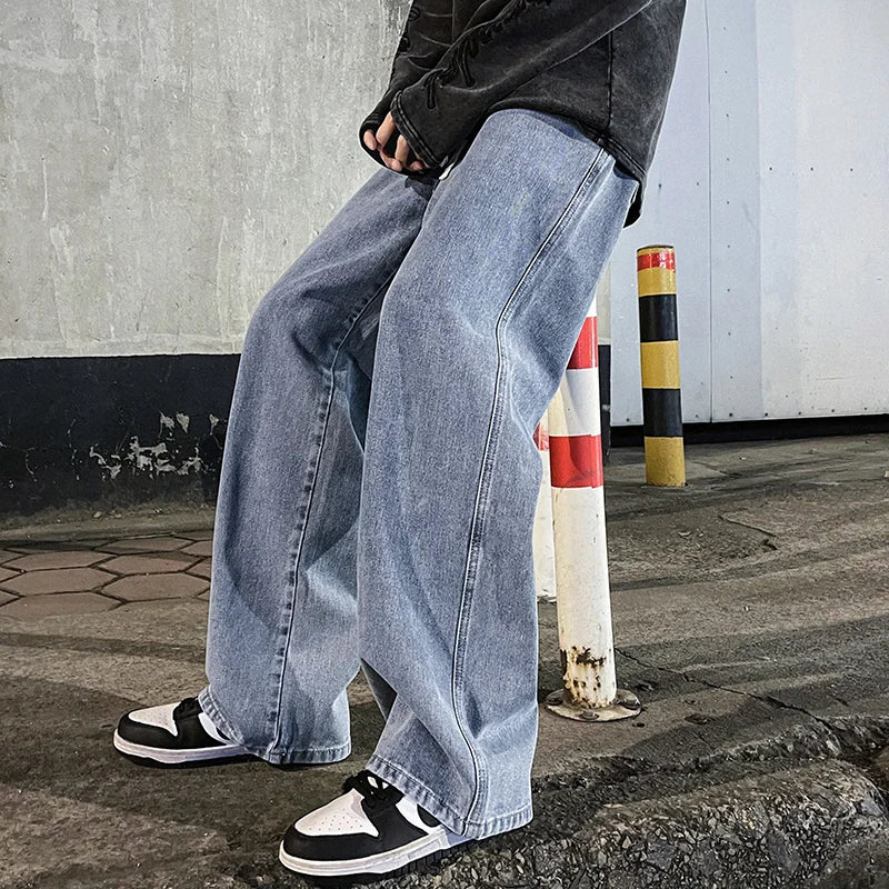 Men's Wide Leg Loose Jeans – Korean Streetwear Style