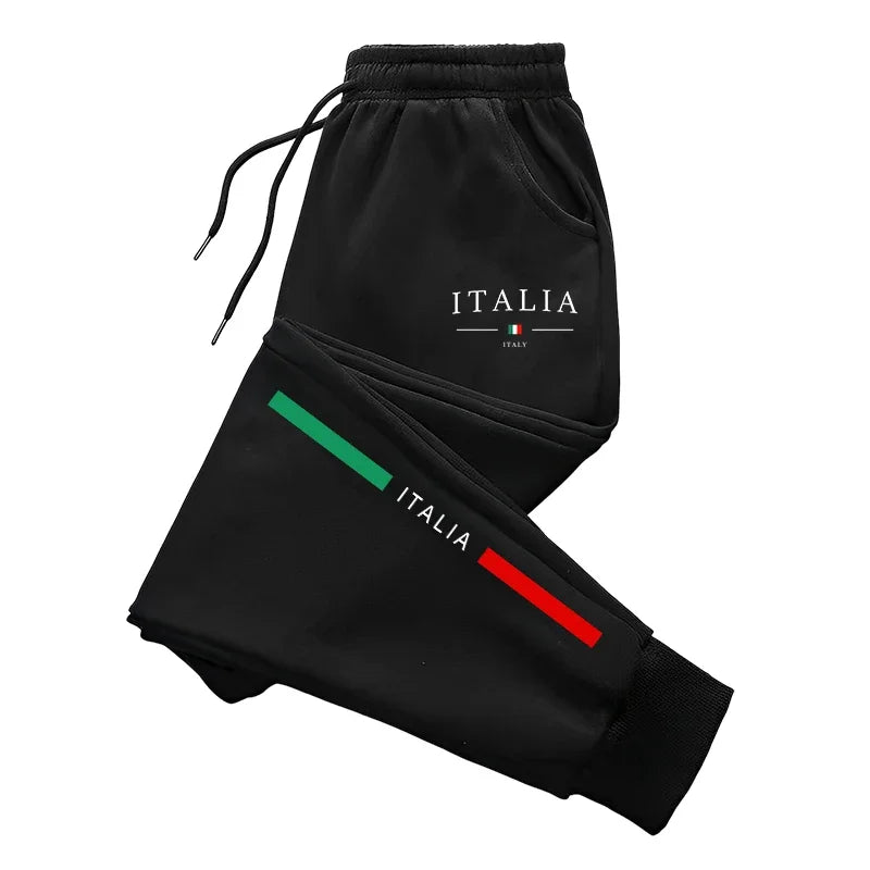 Italy Print Jogger Sweatpants – Men's Tapered Casual Pants, All Seasons