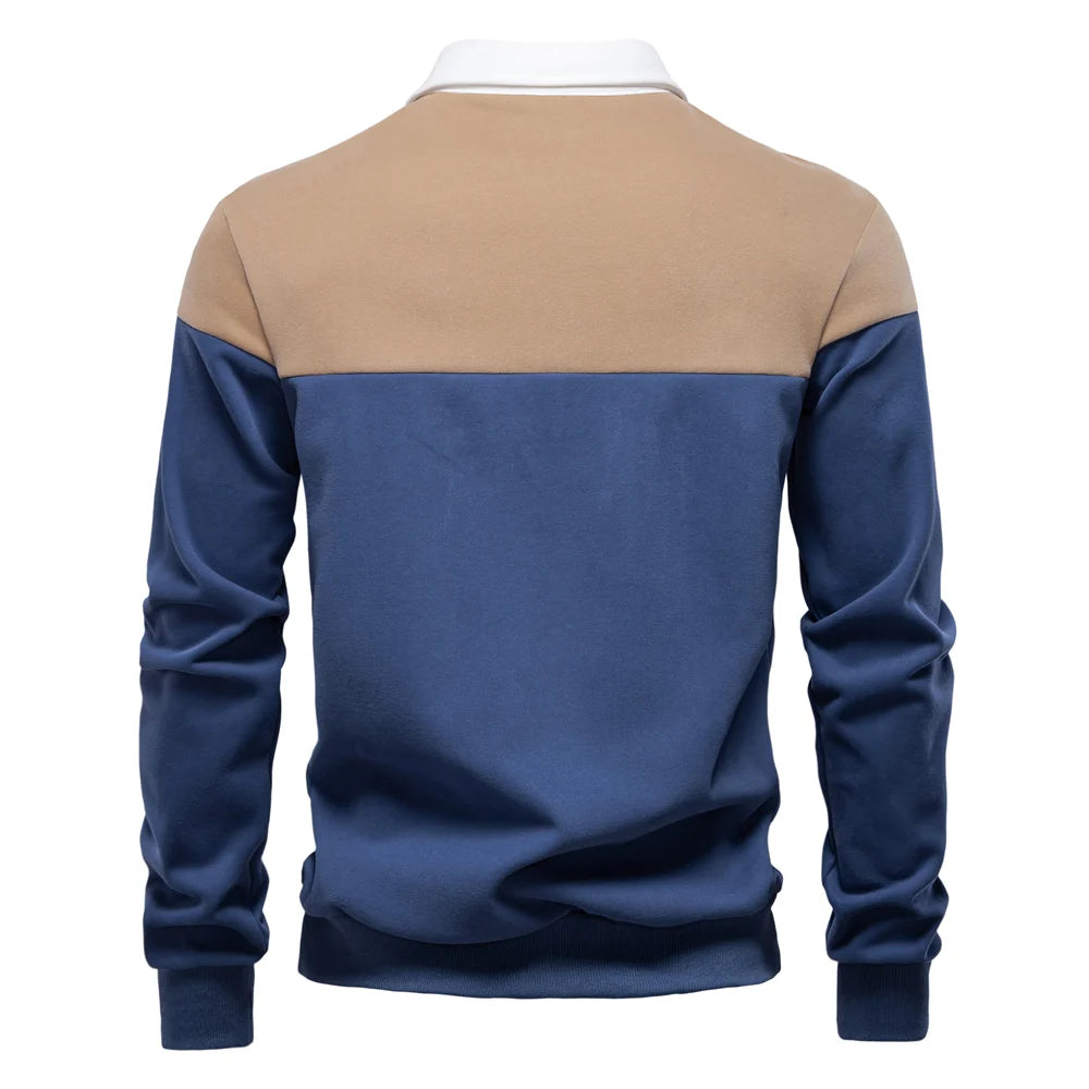 AIOPESON New Spring Men's Color-Block Cotton Blend  Hoodies for Business Casual Style Long Sleeve Sweatshirt