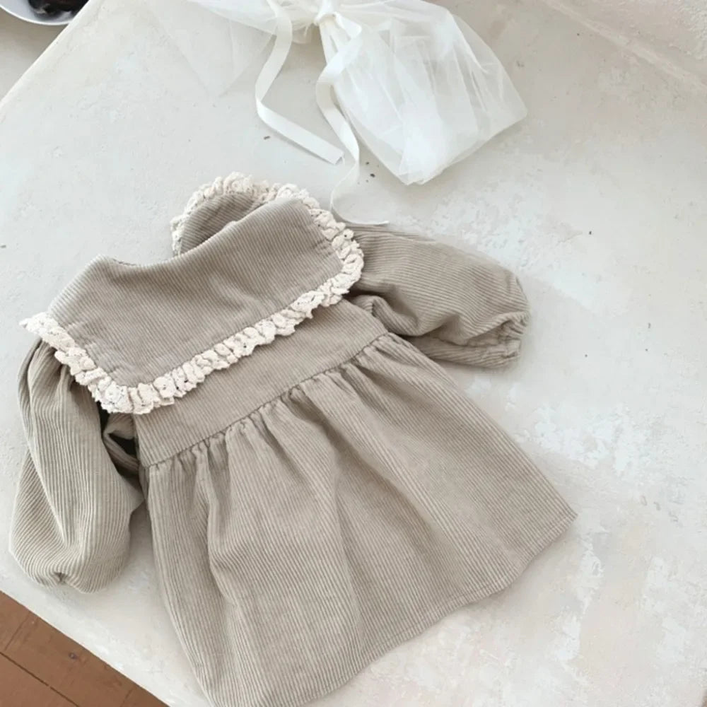 Toddler Girl Corduroy Dress — Peter Pan Collar Long Sleeve