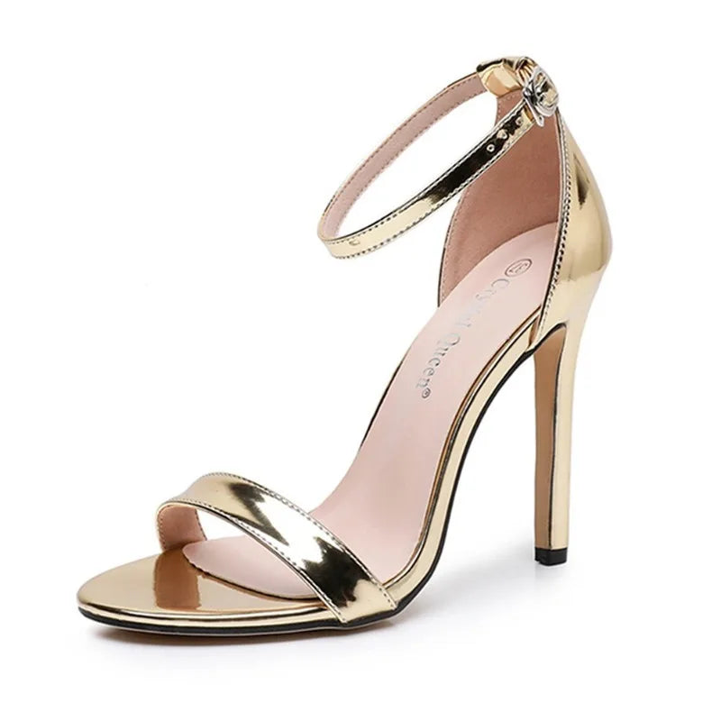 XIHAHA Fashion Large Size 11cm Leather Woman Sexy Dance Shoes Sandals Women Shoe Summer High Heels Stiletto Elegant Party Shoes