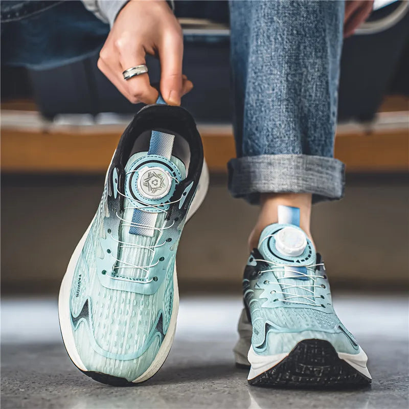 Men's Breathable Mesh Sneakers – Rotating Buckle Sport Shoes