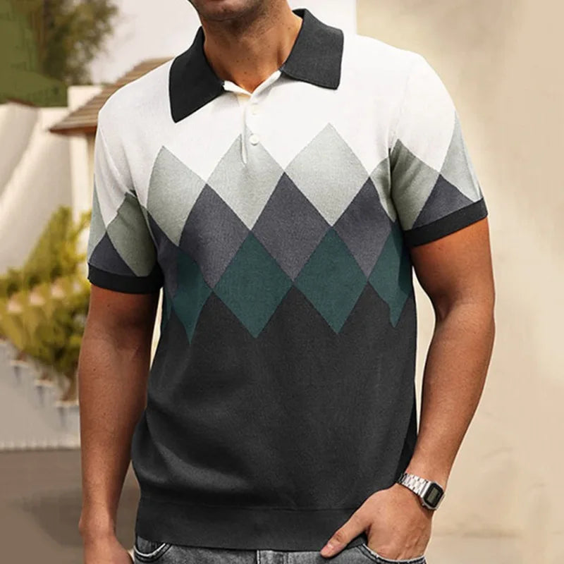 High End Jacquard Striped Polo Shirts For Men Short Sleeve Elastic Summer Quality Viscose Knitted Smart Casual Camisas De Hombre