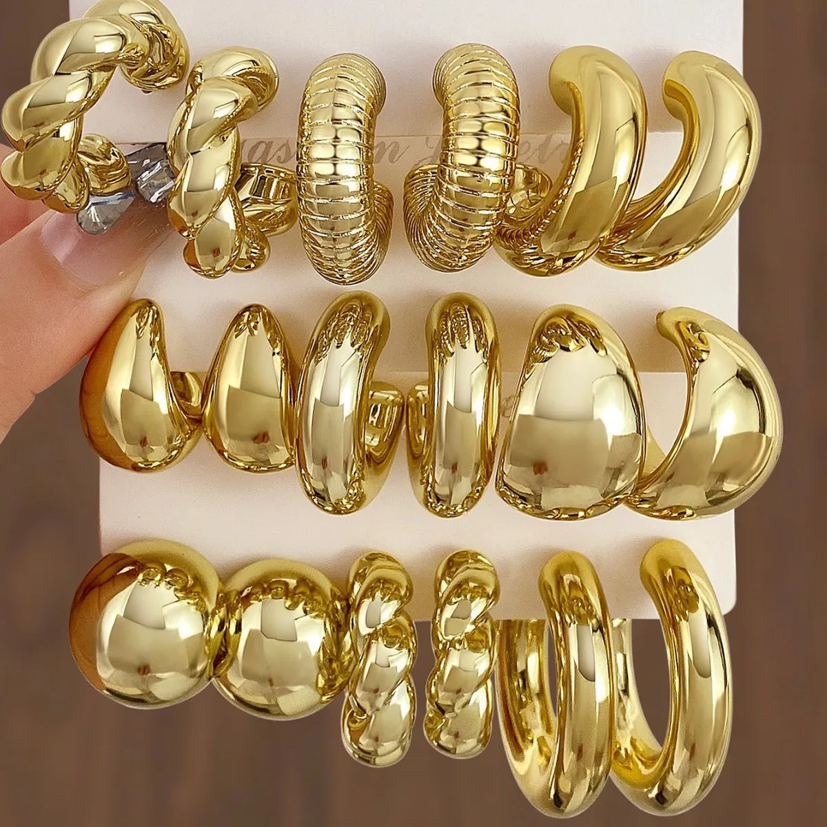 Chunky Hoop Earrings Set