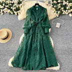 V-Neck Lace Maxi Dress
