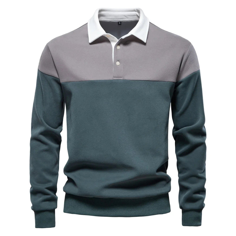 AIOPESON New Spring Men's Color-Block Cotton Blend  Hoodies for Business Casual Style Long Sleeve Sweatshirt