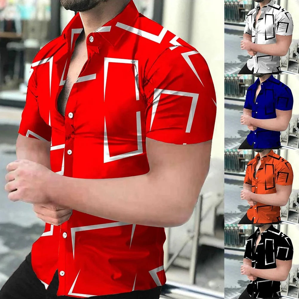 2023 New High Quality Hawaiian Baroque Short Sleeve 3D Printed Men's Shirt