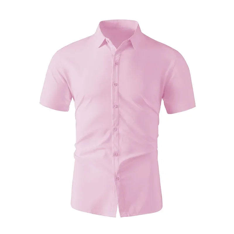 Men's Short Sleeve Dress Shirt – Smart Casual Wrinkle-Free Summer Top