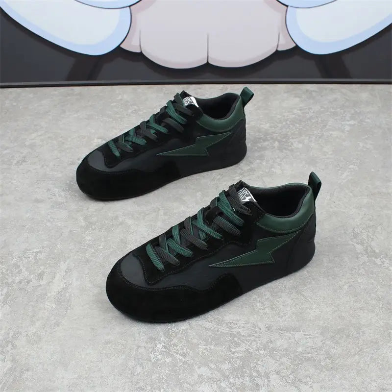 Chunky Sneakers Men Cover Bottom Board Shoes Fashion Casual Microfiber Leather Upper Increased Internal Platform Running Shoes