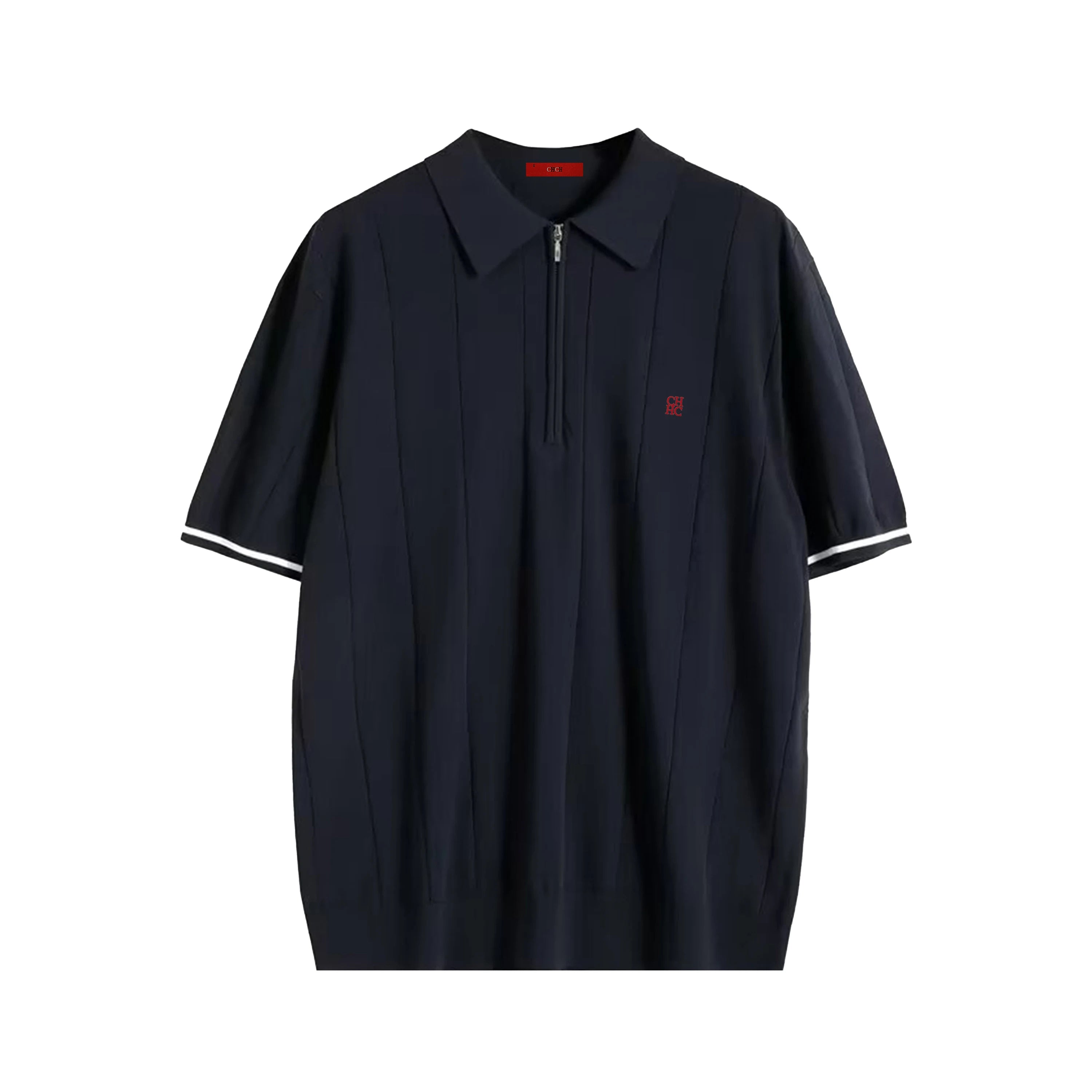 Men's Ribbed Knit Polo Shirt — Breathable Smart Casual Tee with Embroidery