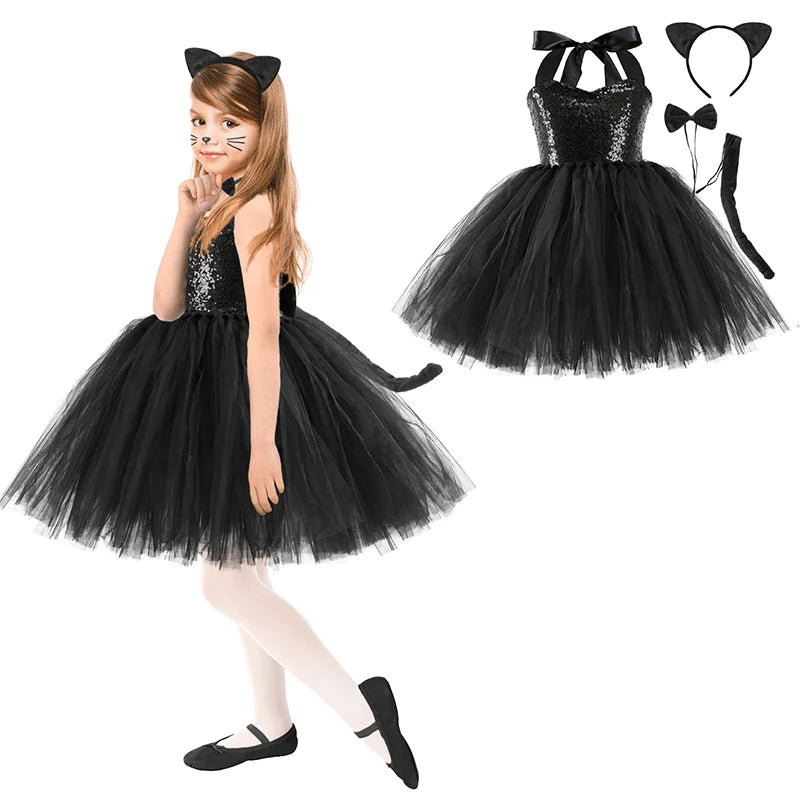 2 3 4 5 6 7 8 9 10 Years New Girls Dress Cute Dog Halloween Animal Cosplay Costume Outfit Kids Christmas Carnival Party Dress
