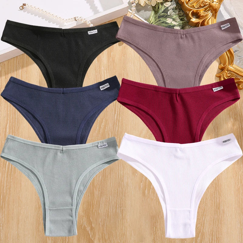 FINETOO 6Pcs Cotton Lingerie Panties Sexy Underwear Women Briefs Tangas Female Underpants Pantys Thong Panties Bikini 13 Color