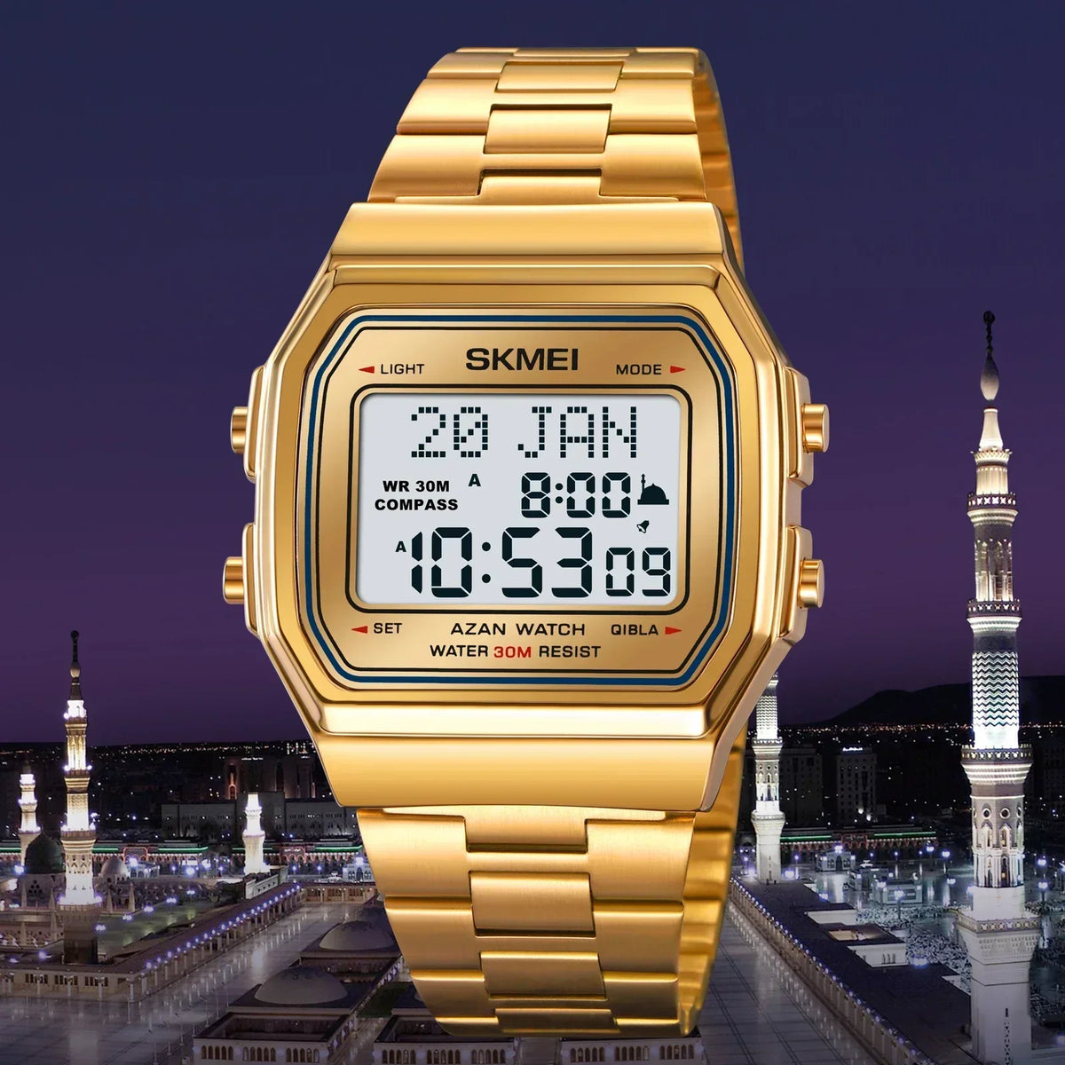 SKMEI 2113 Men's Islamic Prayer Digital Watch | Azan, Qibla, Hijri Calendar