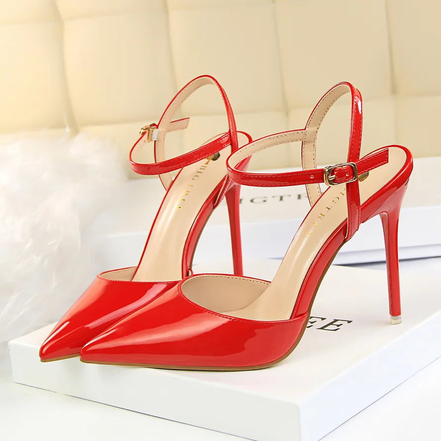 Women's Stiletto Heel Ankle Strap Sandals – 10.5cm High Heels for Wedding & Party