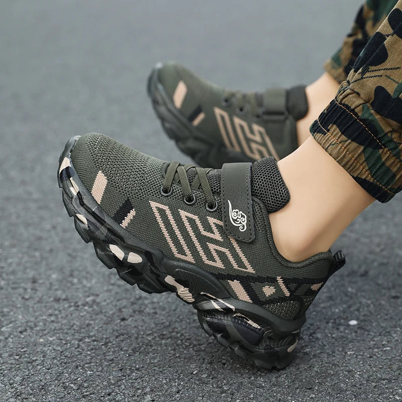 Children Breathable Sneakers Boys Girls Wear-resistant Lightweight Sports Shoes Kids Non-slip Casual Camouflage Outdoor Shoes
