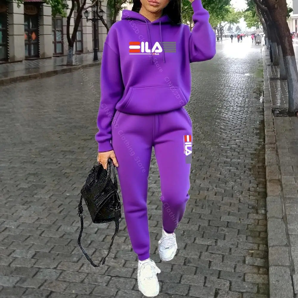 Womens Clothing Autumn Winter Hoodies Pants Fashion High Quality Aesthetic Luxury Brand Designer Streetwear Pants Sets for Women