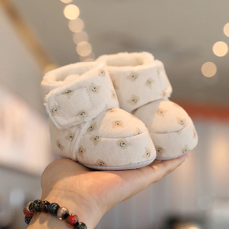 0-18M Apricot New Soft Winter Boots Baby Girl Boy Winter Warm Shoes Solid Fashion Toddler Fuzzy Balls First Walkers Kid Shoes