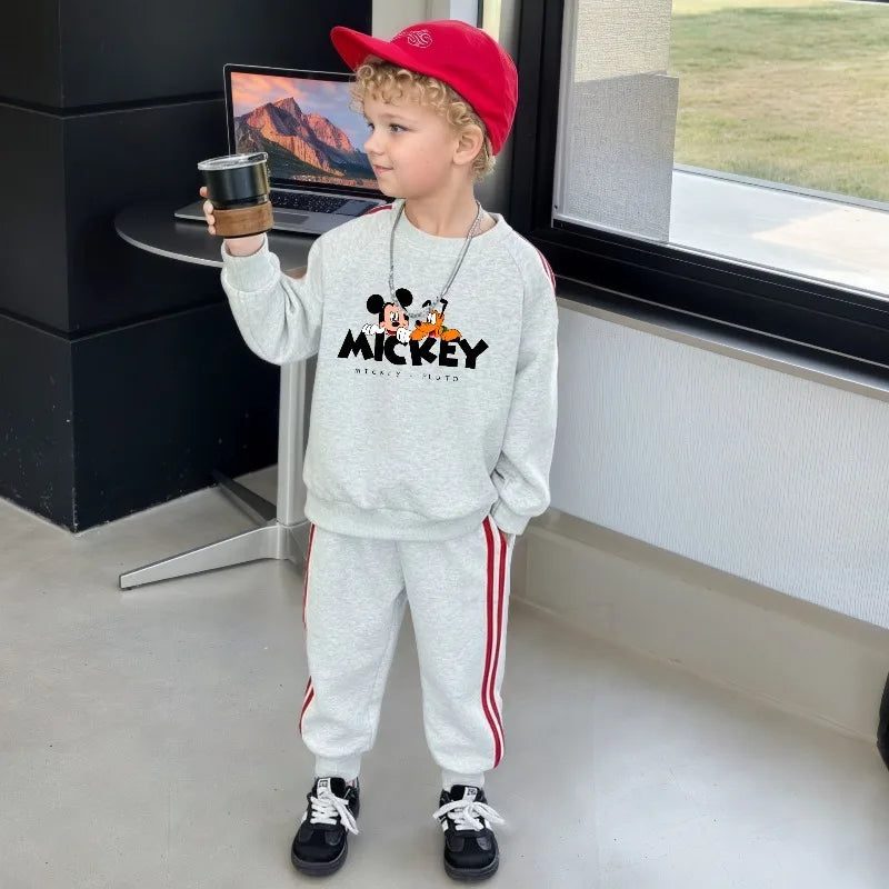 Boys' Cartoon Tracksuit Set – Hoodie & Striped Pants