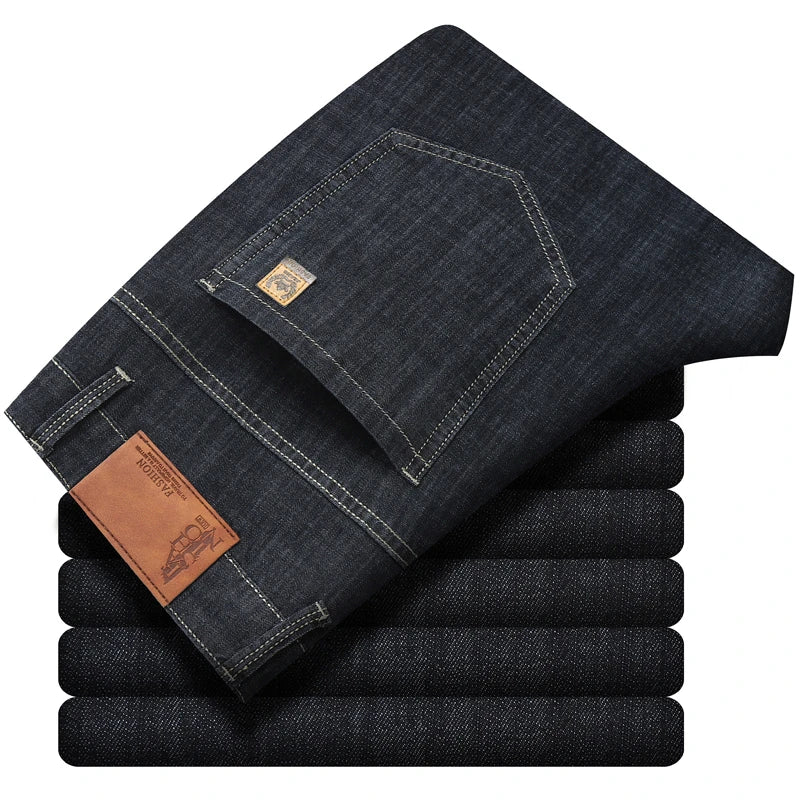 Men's Slim Straight Stretch Jeans – Lightweight Smart Casual Denim Pants