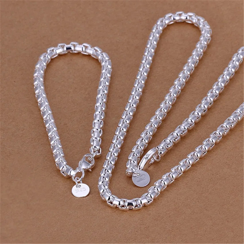 Sterling Silver Box Chain Set
