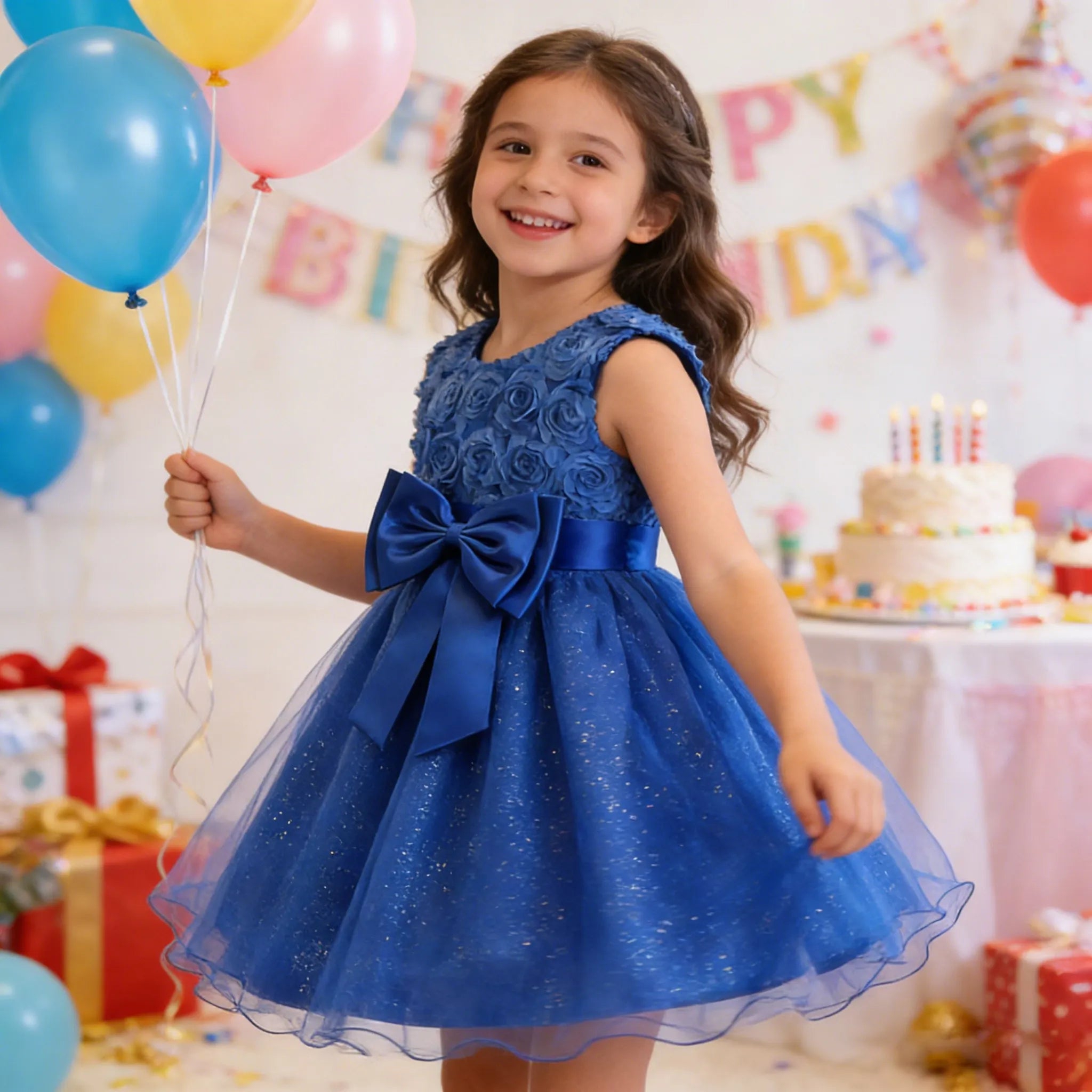 Infant baby Princess 2026 Festive dress for girl formal birthday Pageant carnival Dress elegant Girls Gown Eid Baptism Dress