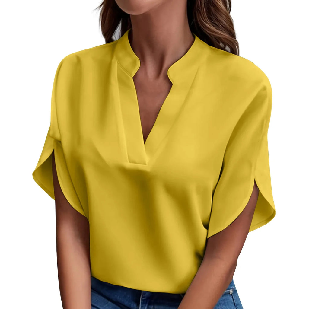 Women's Casual Chiffon Blouse | Mandarin Collar 3/4 Sleeve Pullover Top | 8 Colors | S–XXL