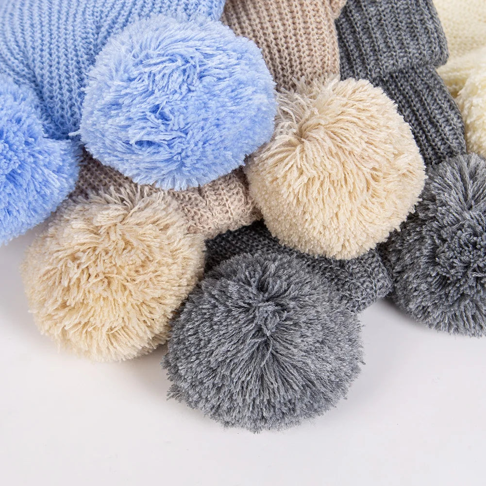 Newborn Knitted Pom Pom Hat | Baby Turban Bonnet 0-12M