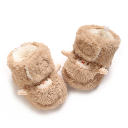 0-18M Apricot New Soft Winter Boots Baby Girl Boy Winter Warm Shoes Solid Fashion Toddler Fuzzy Balls First Walkers Kid Shoes